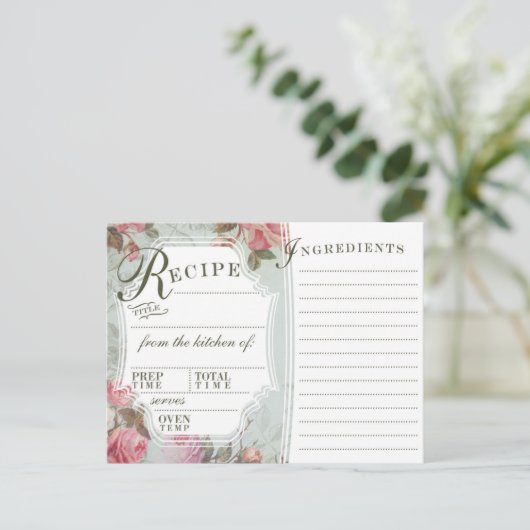 Vintage Rose Postkarte (Stehend Vorderseite)