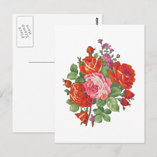 Vintage Rose Postkarte (Vorne/Hinten)
