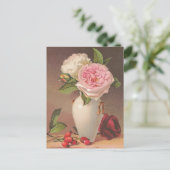 Vintage Rose Postkarte (Stehend Vorderseite)