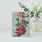 Vintage Rose Postkarte (Stehend Vorderseite)