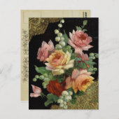 Vintage Rose Postkarte (Vorne/Hinten)