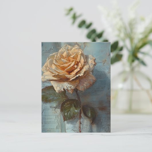 Vintage Rose Postkarte (Stehend Vorderseite)