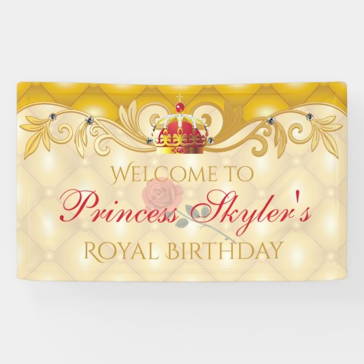 Vintage Rose, Prinzessin Birthday Banner (Horizontal)