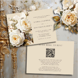 Vintage Rose QR Code UAWG Blumenhochzeit Einladung