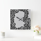 Vintage Rose Quadratische Wanduhr (Zuhause)