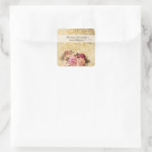 Vintage Rose Quadratischer Aufkleber (Tasche)
