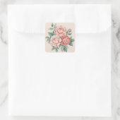 Vintage Rose Quadratischer Aufkleber (Tasche)