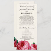 Vintage Rose | Rackkarte für das Hochzeitsprogramm Programm (Vorne/Hinten)