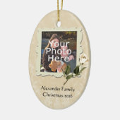 Vintage Rose Rahmen Foto Weihnachtsschmuck (Links)