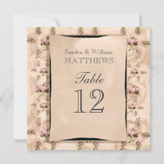 Vintage Rose Rette Tischnummern (Vorderseite)