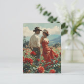 Vintage Rose Romantik Postkarte (Stehend Vorderseite)