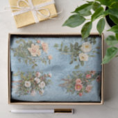 Vintage Rose Rosa Blumenblau und Weiß Decoupage Seidenpapier (Geschenk)