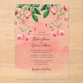 Vintage Rose Rosa Blumenblütenhochzeit Klar Acryleinladungen (Vorderseite)