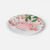 Vintage Rose Rosa Botanische Hochzeit Pappteller (Schrägansicht)