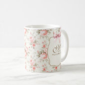Vintage Rose Rosa Bow Personalisiert Coquette Kaffeetasse (VorderseiteRechts)