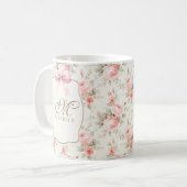 Vintage Rose Rosa Bow Personalisiert Coquette Kaffeetasse (Vorderseite Links)