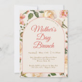 Vintage Rose Rosa Florals Muttertag Brunch Einladung (Vorderseite)