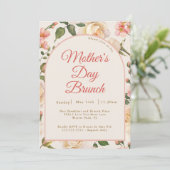 Vintage Rose Rosa Florals Muttertag Brunch Einladung (Stehend Vorderseite)