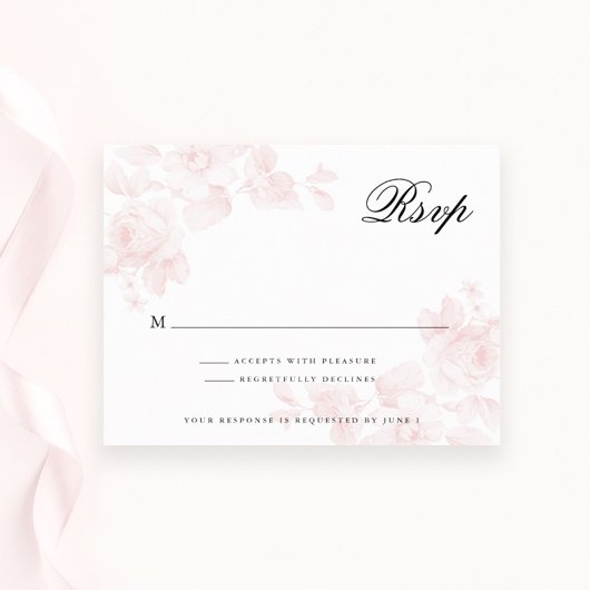 Vintage Rose Rosa Hochzeit RSVP Karte