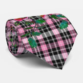 Vintage Rose - rosa kariert Krawatte (Gerollt)