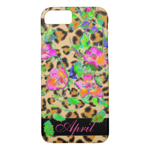 Vintage Rose rosa-leopard druckmit Monogramm Case-Mate iPhone Hülle