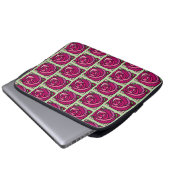 Vintage Rose Rosa und grüne Blumenmuster Laptopschutzhülle (Vorne Knopf)