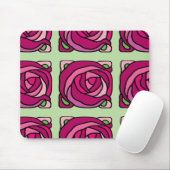 Vintage Rose Rosa und grüne Blumenmuster Mousepad (Mit Mouse)