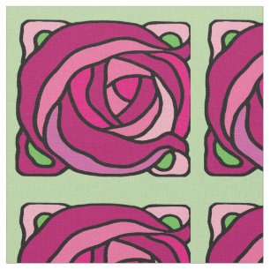 Vintage Rose Rosa und grüne Blumenmuster Stoff