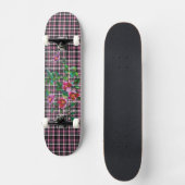 Vintage Rose Rosa und Schwarz kariert Skateboard (Vorderseite)