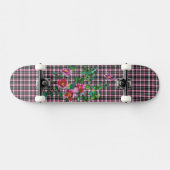 Vintage Rose Rosa und Schwarz kariert Skateboard (Horizontal)