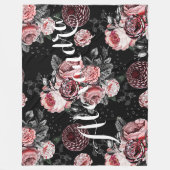 Vintage Rose Rosa und Schwarzes Muster Fleecedecke (Vorderseite)