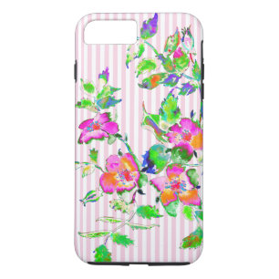 Vintage Rose - Rosa und weiße Streifen Case-Mate iPhone Hülle