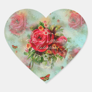 Vintage, Rose Rose valentinine Dienstag Liebe Herz-Aufkleber