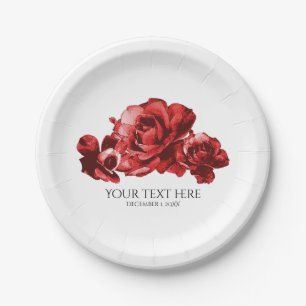 Vintage Rose Rotes Wasser Hochzeit Pappteller