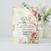 Vintage Rose RSVP Karte (Stehend Vorderseite)
