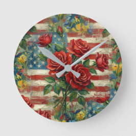 Vintage-Rose Runde Wanduhr