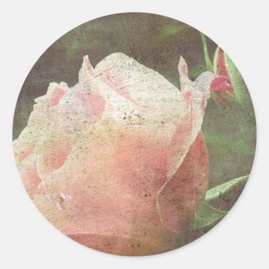 Vintage Rose Runder Aufkleber (Vorderseite)