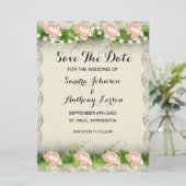 Vintage Rose Save the Date (Stehend Vorderseite)