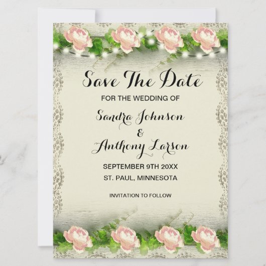 Vintage Rose Save the Date (Vorderseite)