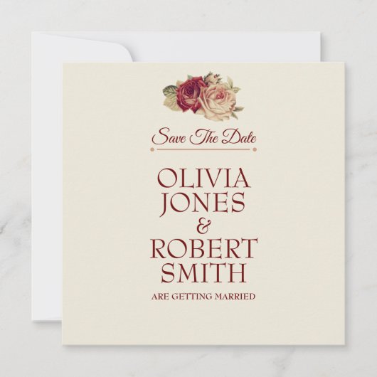 Vintage Rose Save the Date (Vorderseite)
