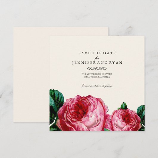 Vintage Rose Save the Date (Vorne/Hinten)