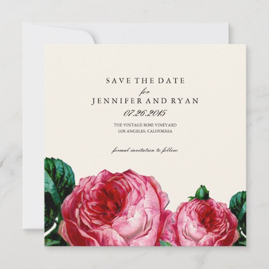 Vintage Rose Save the Date (Vorderseite)