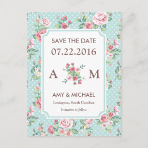 Vintage Rose Save the Date Ankündigungspostkarte