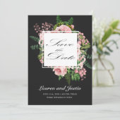 Vintage Rose Save the Date romantische Karte (Stehend Vorderseite)