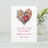 Vintage Rose Save the Date Valentinstag Einladung (Stehend Vorderseite)