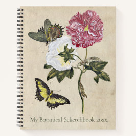 Vintage Rose Schmetterling Botanische Kunst, Dicht Notizblock