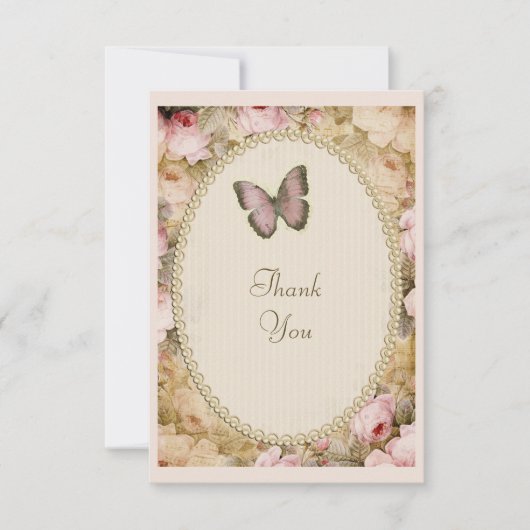 Vintage Rose Schmetterling, Musiknote Danke (Vorderseite)