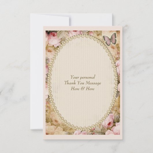 Vintage Rose Schmetterling, Musiknote Danke (Rückseite)