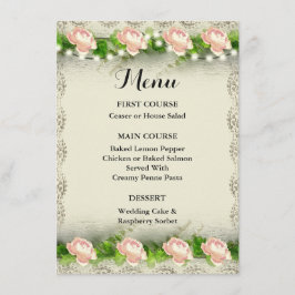 Vintage Rose & Schnellimbiss-Menü Menükarte