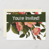 Vintage Rose Schöne rosa botanische Einladung (Vorne/Hinten)